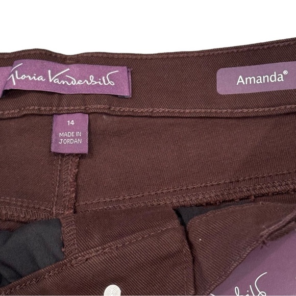 NWT Gloria Vanderbilt Amanda Size 14P Coffee Roast Brown Supreme Stretch Jeans - Picture 4 of 6